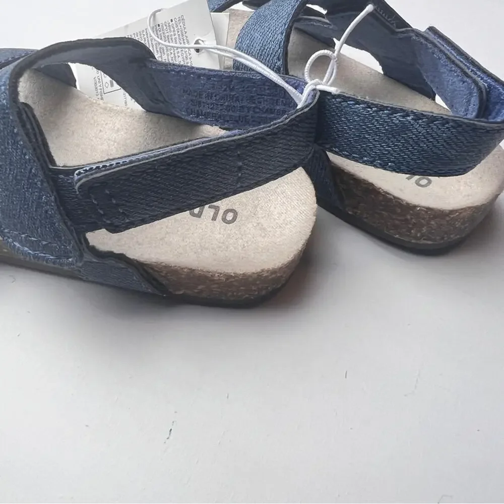 Old Navy Baby Girl Chambray Denim Double Secure Strap Sandals Sz 6-12 M